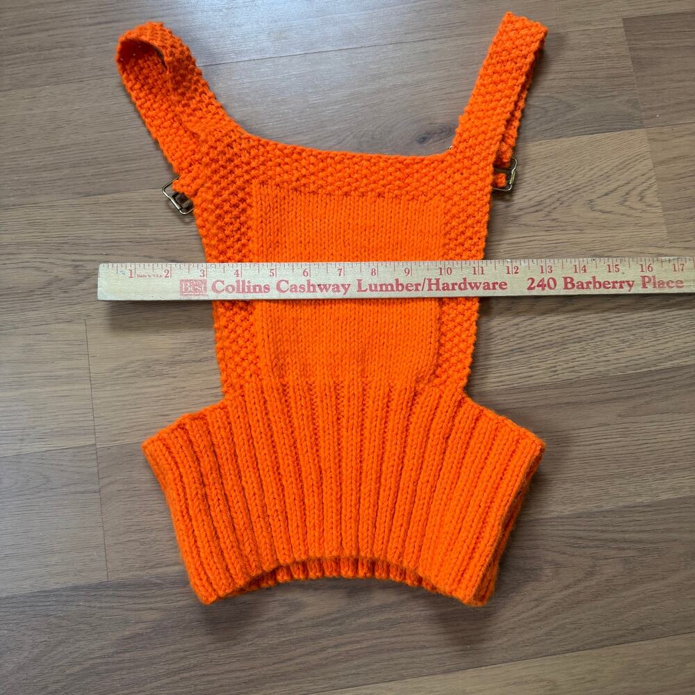 Women's Vintage 1970's Bright Orange Handmade Knit Bright Orange Top Sz Small - Picture 6 of 6
